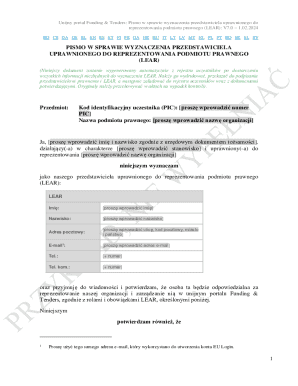 EU Funding & Tenders Legal Representative Appointment Letter