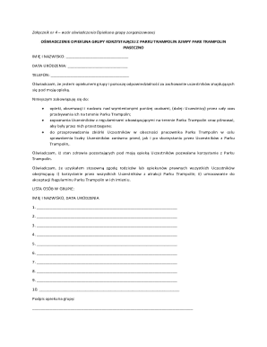 Group Guardian Declaration for Jumpy Park Trampolin