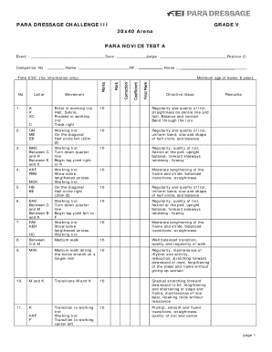 Para Dressage Challenge III Grade V Form