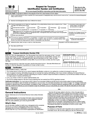IRS Form W-9 Request for Taxpayer Identification Number and Certification