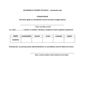 Child Independent Return Home Permission