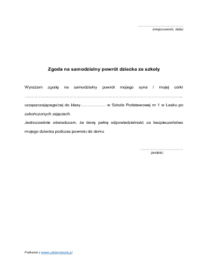 Child Independent Return Consent Form