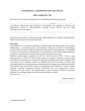 Child Independent Return Consent Form