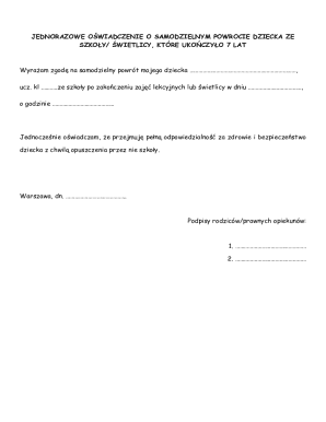 Polish Child School Return Consent Form
