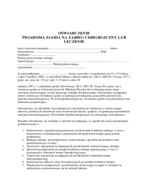 Medical Consent Form for Breast Augmentation Surgery