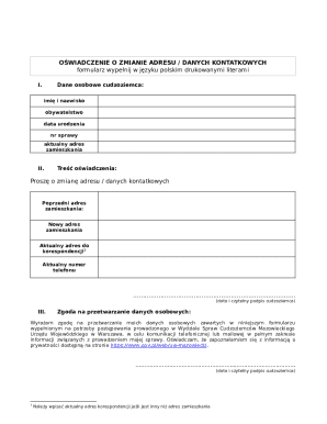 Oświadczenie o zmianie adresu