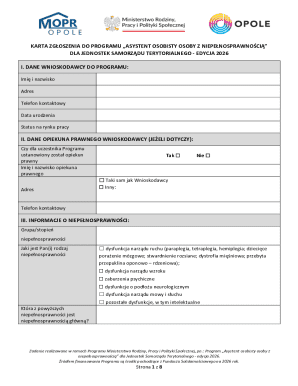 Personal Assistant Program Application Form 2026