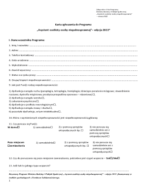 Personal Assistant Program Application Form 2022