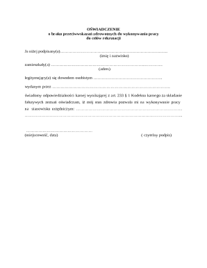 Health Declaration for Employment