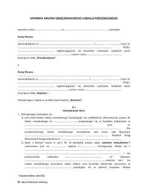 Occasional Residential Lease Agreement