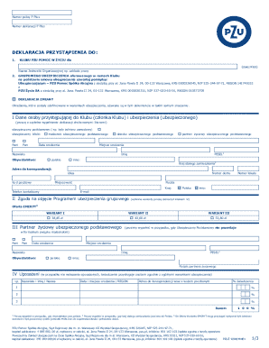 PZU Pomoc w Życiu Membership Declaration