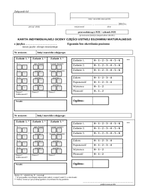 Polish Matura Oral Exam Evaluation Form
