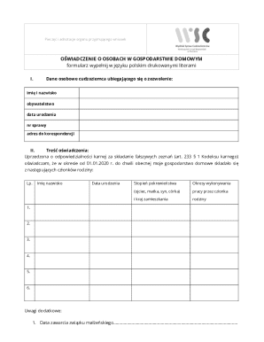 Poland Foreigner Household Declaration Form