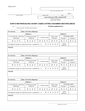 Karta Indywidualnej Oceny Części Ustnej Egzaminu Maturalnego