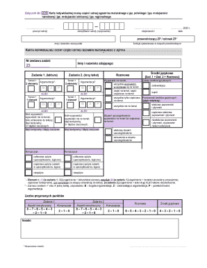 Polish Language Matura Oral Exam Evaluation Card