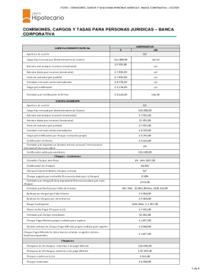 Comisiones y Tasas para Personas Jurídicas - Banca Corporativa