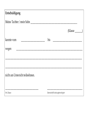 German School Absence Excuse Note