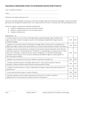 Consent Form for Genetic Testing and Prenatal Diagnosis