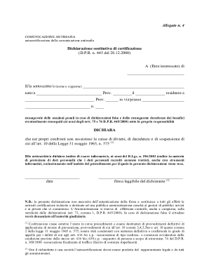 Italian Anti-Mafia Self-Certification Form