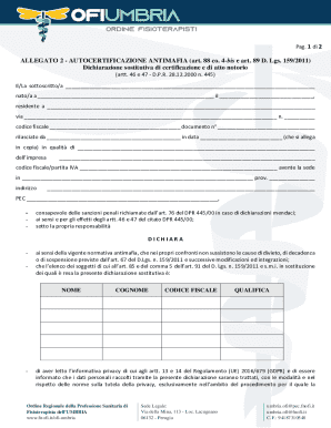 Italian Antimafia Self-Certification Form