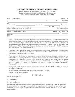 Italian Antimafia Self-Certification Form