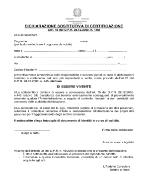Italian Self-Certification Declaration