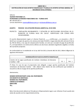 Colombia Social Security Payment Certification