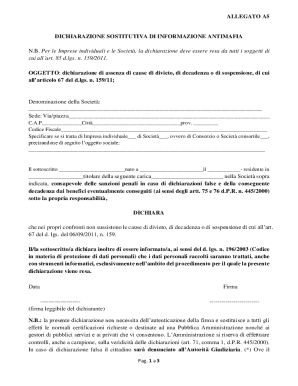Italian Anti-Mafia Declaration Form