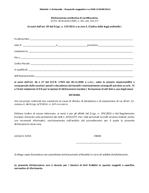 Italian Anti-Mafia Declaration Form