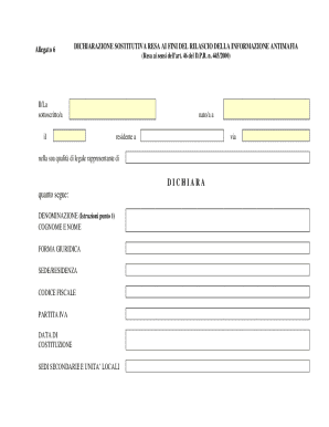 Italian Antimafia Information Declaration Form