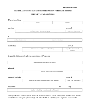 Article 85 Declaration Form
