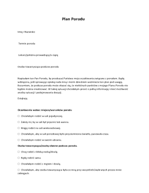Birth Plan Form