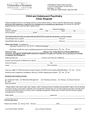 Child Psychiatry Clinic Request Form