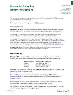 Saskatchewan PST Return Form
