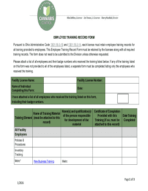 Employee Training Record Form