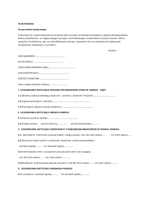 Birth Plan Form for Medical Personnel