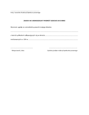 Parental Consent for Child's Independent Return