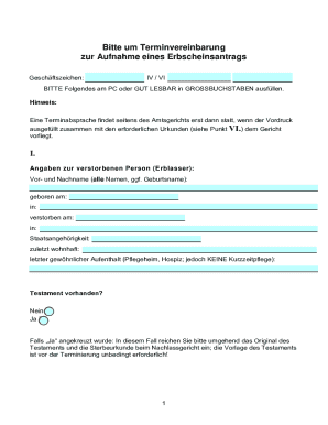 German Probate Application Form