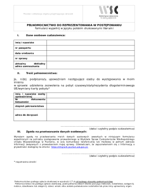 Poland Power of Attorney for Residence Permit