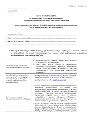 Wojewódzkie Konkursy Przedmiotowe Registration Form