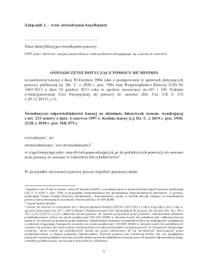 EU De Minimis Aid Beneficiary Declaration Form