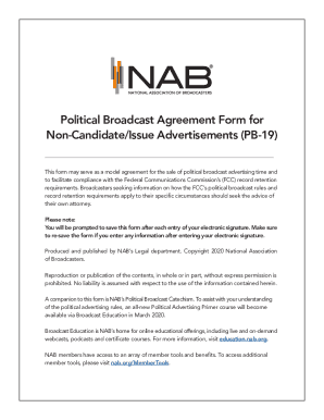Political Broadcast Agreement Form PB-19