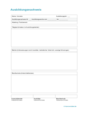 Ausbildungsnachweis Form