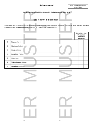 German Local Council Election Ballot