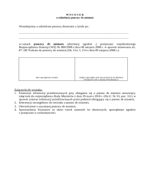 De Minimis Aid Application Form