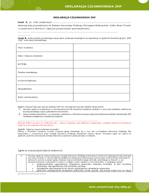 ZHP Membership Declaration Form