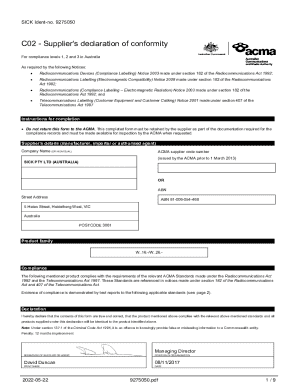 Supplier's Declaration of Conformity