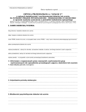 Kindergarten School Opinion Form