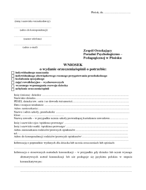 Poland Individual Education Needs Application Form