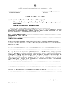 Medical Certificate for Individualized Education Path